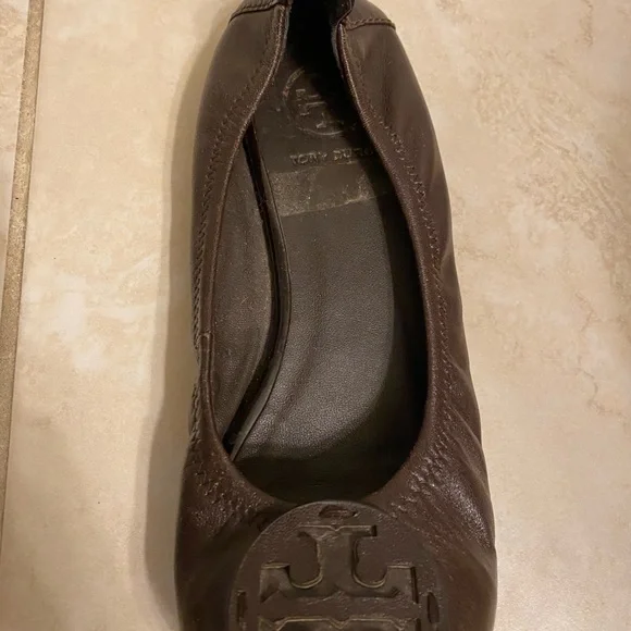 Tory Burch Brown Leather Reva Ballet Flats Size 8 Brown - Picture 4 of 9